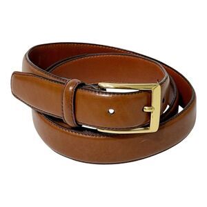Jos A Bank Brown Fine Italian Leather Belt Brass Buckle Style 3702 Mens Size 42